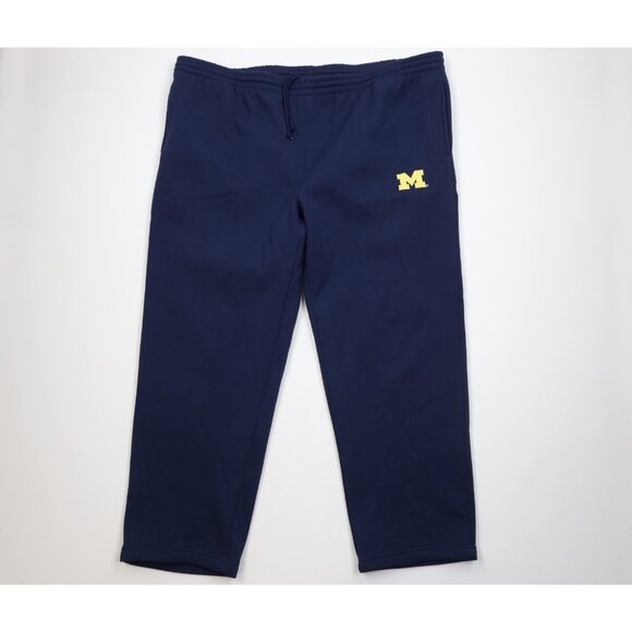 Vintage 90s Mens 2XL Distressed University of Michigan Wide Leg Sweatpants Blue - Picture 1 of 14